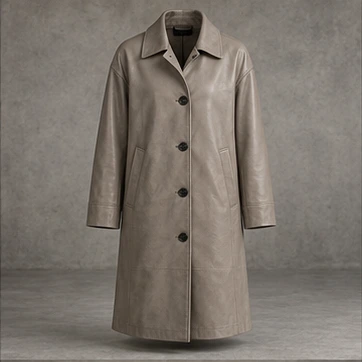 Sand Gray Dustwalker Faux Leather Coat