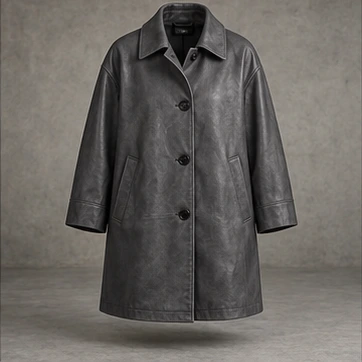 Slate Gray Slatefall Faux Leather Coat